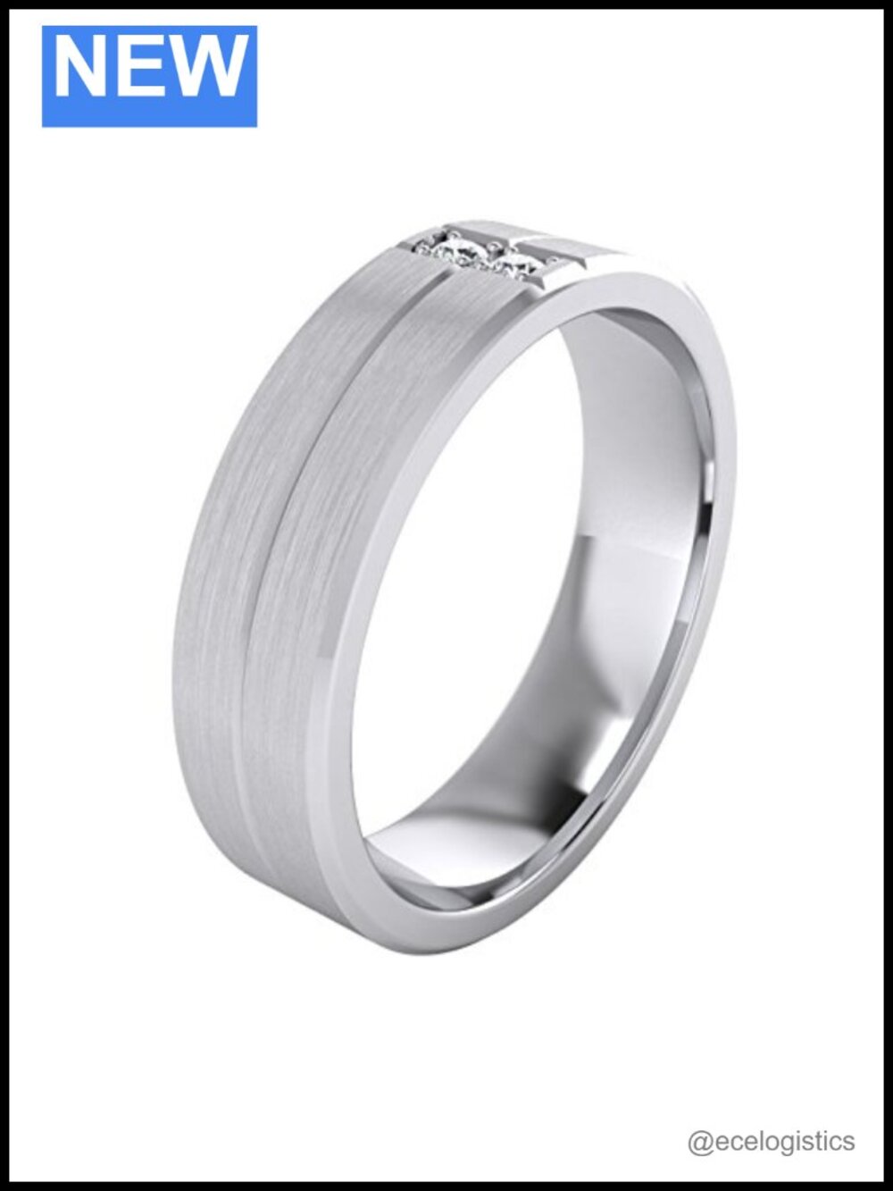 Sterling Silver 6mm Unisex Wedding Band Simulated Diamonds Comfort Fit Grooved